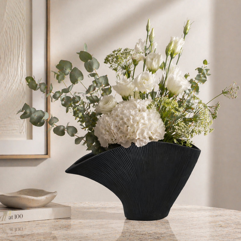 Karly Novelty Aluminum Table Vase, 7" H x 12" W x 3" D