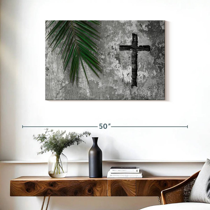 Adella Grunge Cross, 24" H x 36" W