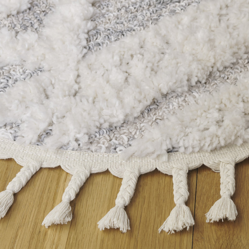 Tapis ivoire / beige Hugley, Rond 3 pi