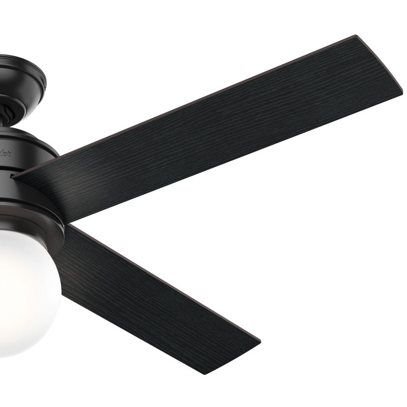 52" Matte Black Ceiling Fan with Globe Light and Wall Control