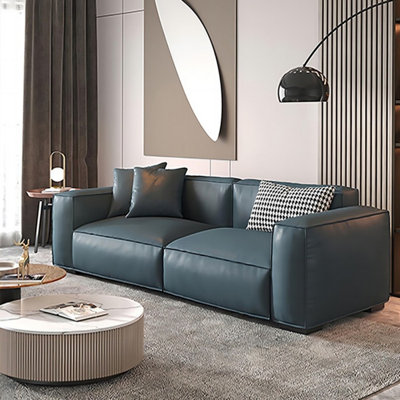 Gray Genuine Leather Modular Sofa cushion couch