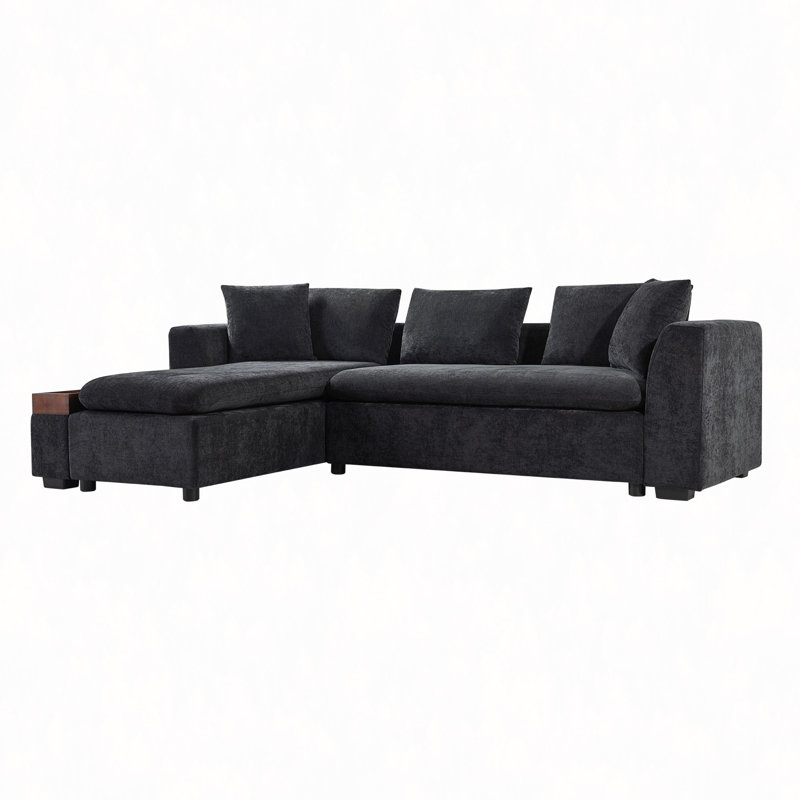 Canapé modulaire avec canapé de rangement en L 93,7 po, Noir