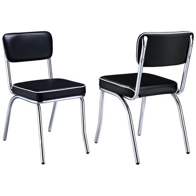 Chaise de salle à manger noire de style contemporain rembourrée et rembourrée de mousse à 2 places