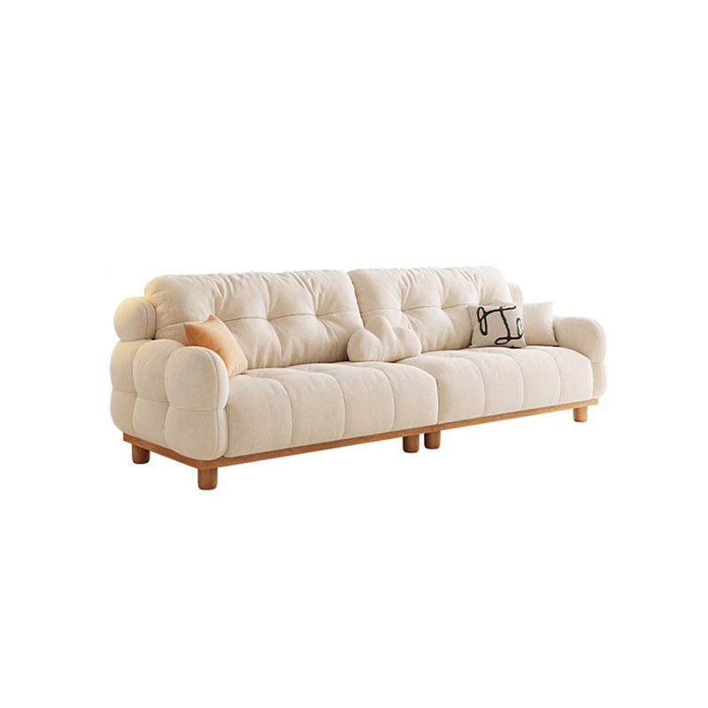 Canapé en tissu rond de style crème, H 40,55 po x l 110,23 po x P 37,4 po