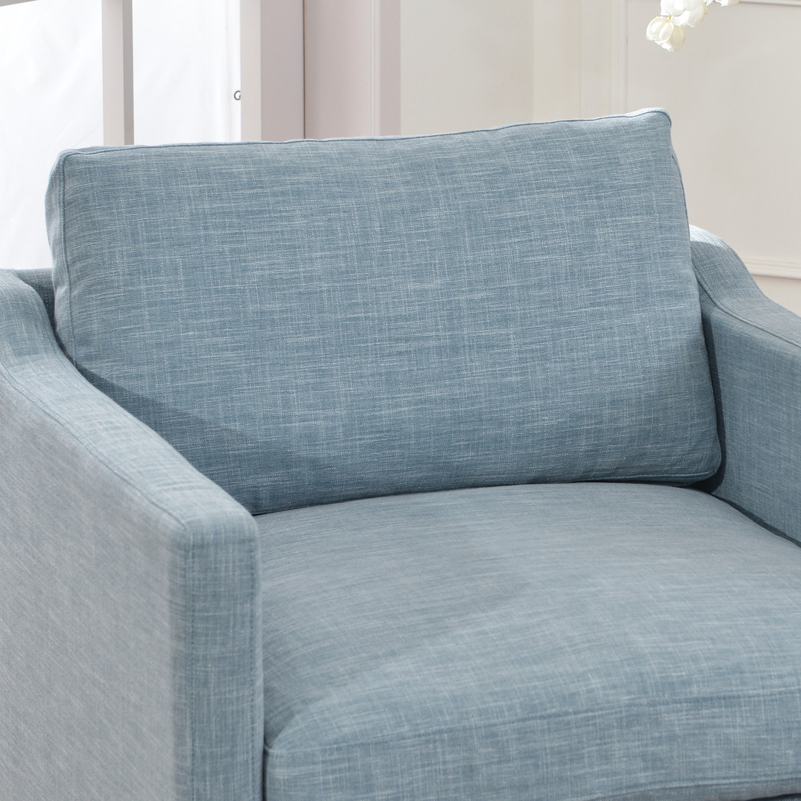 Cami Upholstered Armchair, Blue Linen Blend