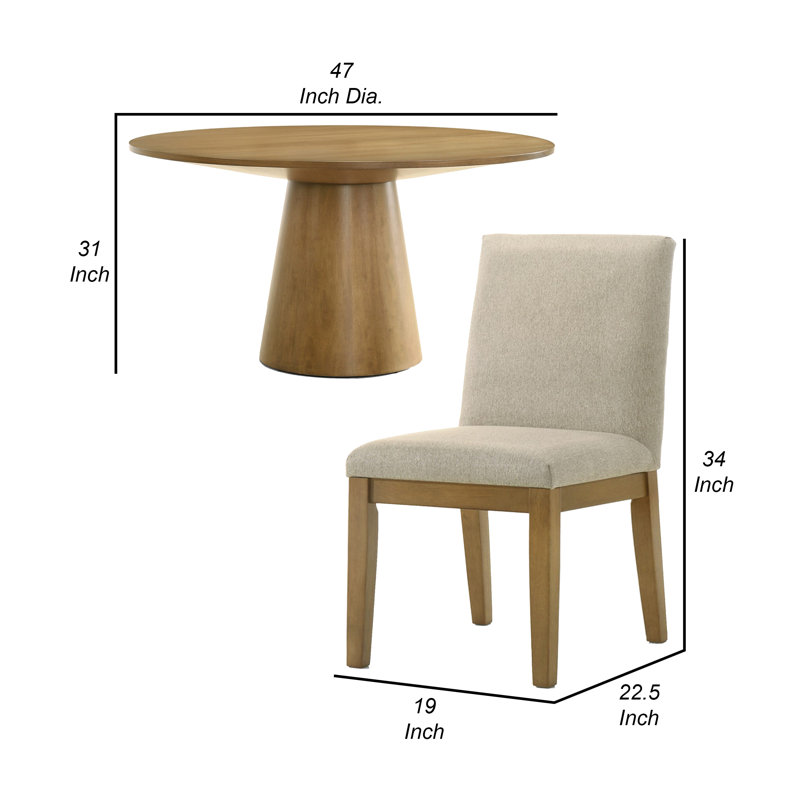 Ensemble de salle à manger Lueva, Brun, Beige / brun