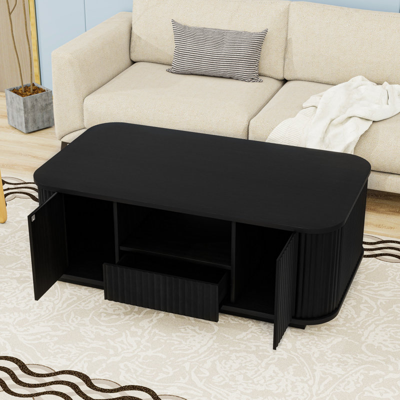 Table basse avec tiroirs et espace de rangement, Noir