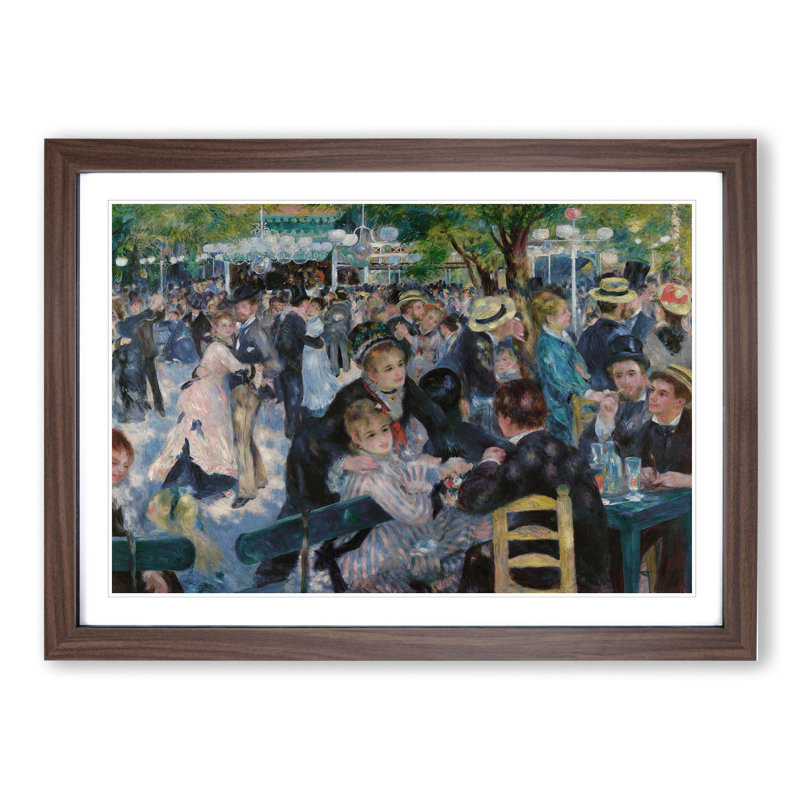 Dance at Le Moulin De La Galette by Pierre-Auguste Renoir - Picture Frame Painting, 27cm H x 36cm W x 2cm D, Walnut Framed