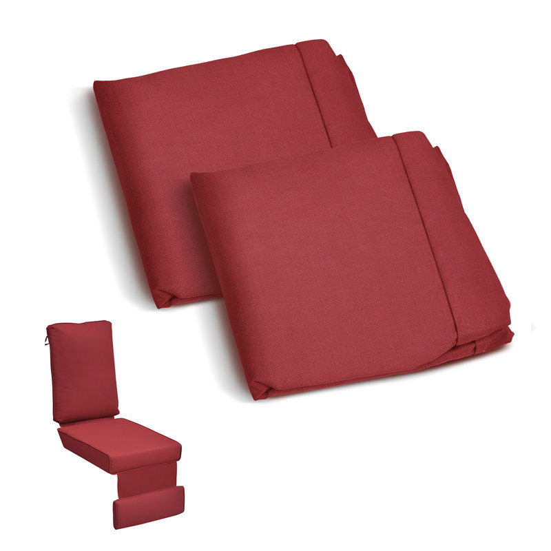 2Pcs Outdoor Chaise Lounge Cushion Cover,Only Covers, Red