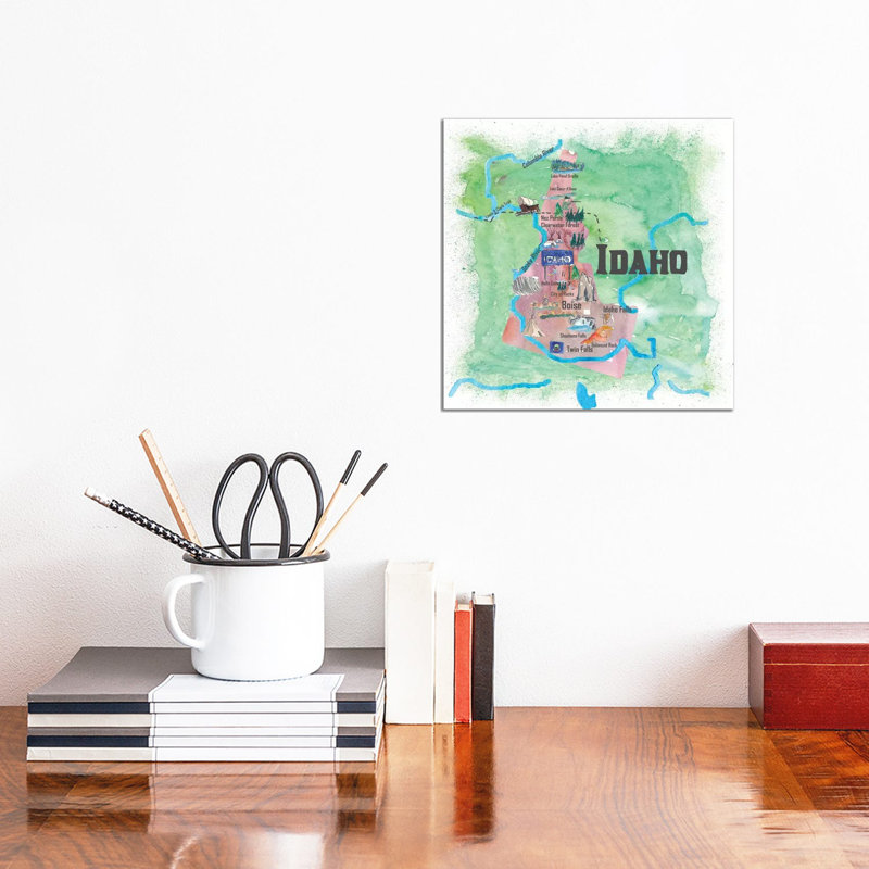 «The USA, Idaho Illustrated Travel» par Markus And Martina Bleichner, impression sur toile tendue