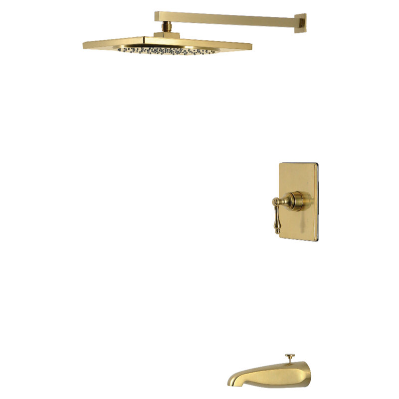 Kingston Brass Restoration Single-Handle Pressure Balanced Tub and Shower Faucet, Brushed Brass