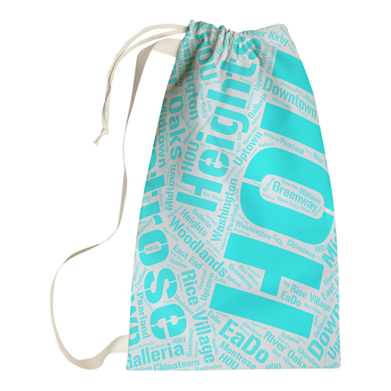 Laundry Hamper with Handles, Cyan, Large (36" H x 28" W x 1.5" D), Houston