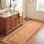 Tapis Slate2 traditionnel à motif floral intégral orange, vert et crème, lavable à la machine, antidérapant, à poils courts, pour l'intérieur et l'extérieur, adapté aux animaux domestiques, idéal pour le salon, la chambre, la salle à manger, l'entrée, le couloir ou le bureau.-828513557