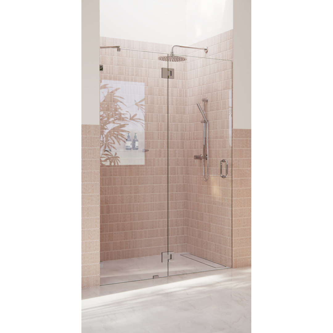 Halo 45.25 in. x 78 in. Frameless Glass Hinge Shower Door Glass Warehouse 