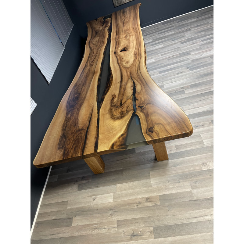 Big Live Edge Rectangular Solid Wood Handmade Conference Epoxy Table for 16-20 people