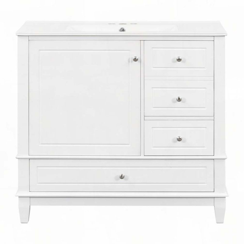 Meuble-lavabo 36 po avec lavabo en céramique, Blanc