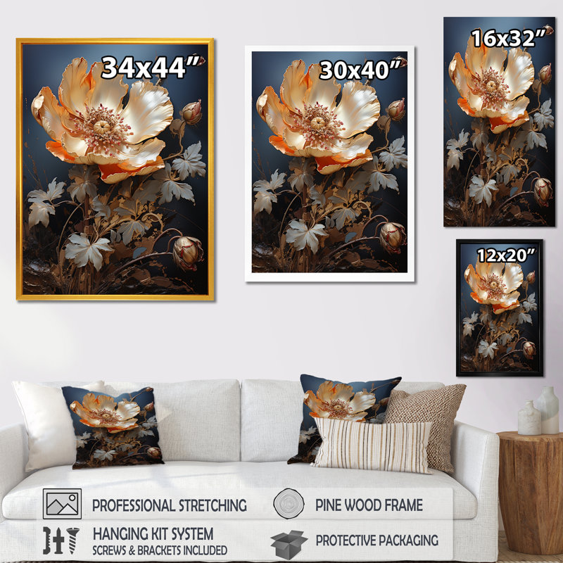 «Gopped Poppy Fields» - art mural coquelicots, Cadre photo noir simple, H 20 po x l 12 po x P 1 po