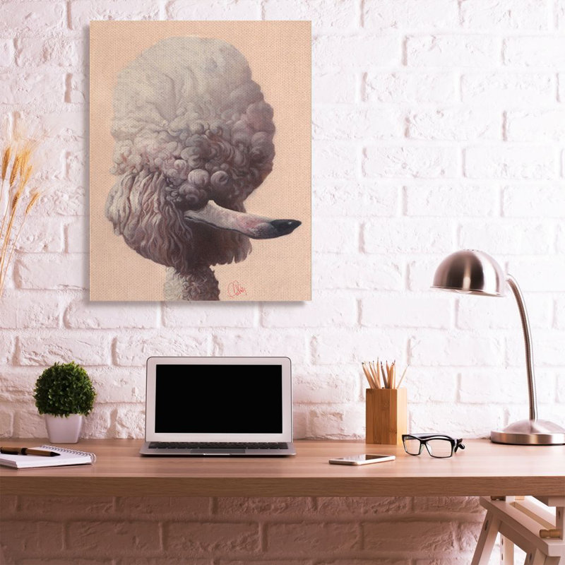 Illustration de chien caniche afro moderne déformé par Thomas Fluharty - impression, H 48 po x l 36 po x P 1,5 po