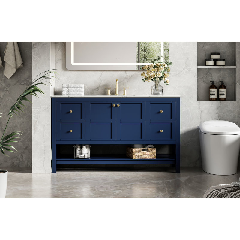 54 inch Single Bathroom Vanity, Blue