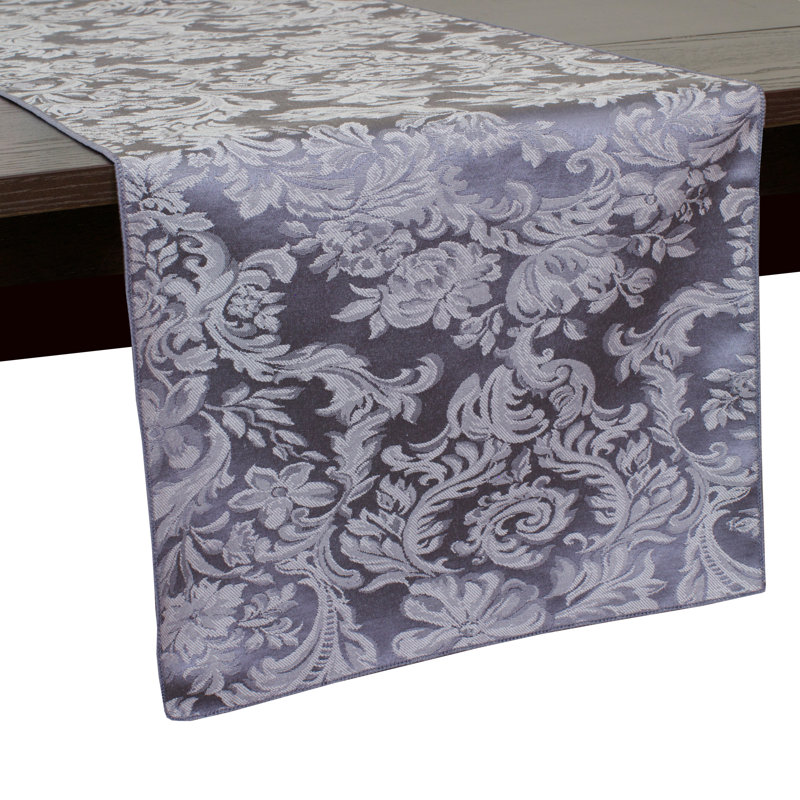 Miranda Table Runner, 10, Pewter Grey, 90" x 14" Runner