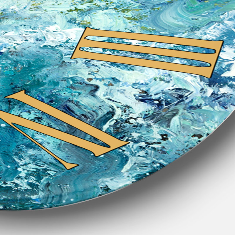 Wild Blue Ocean Waves V - Horloge murale nautique et côtière, Grand