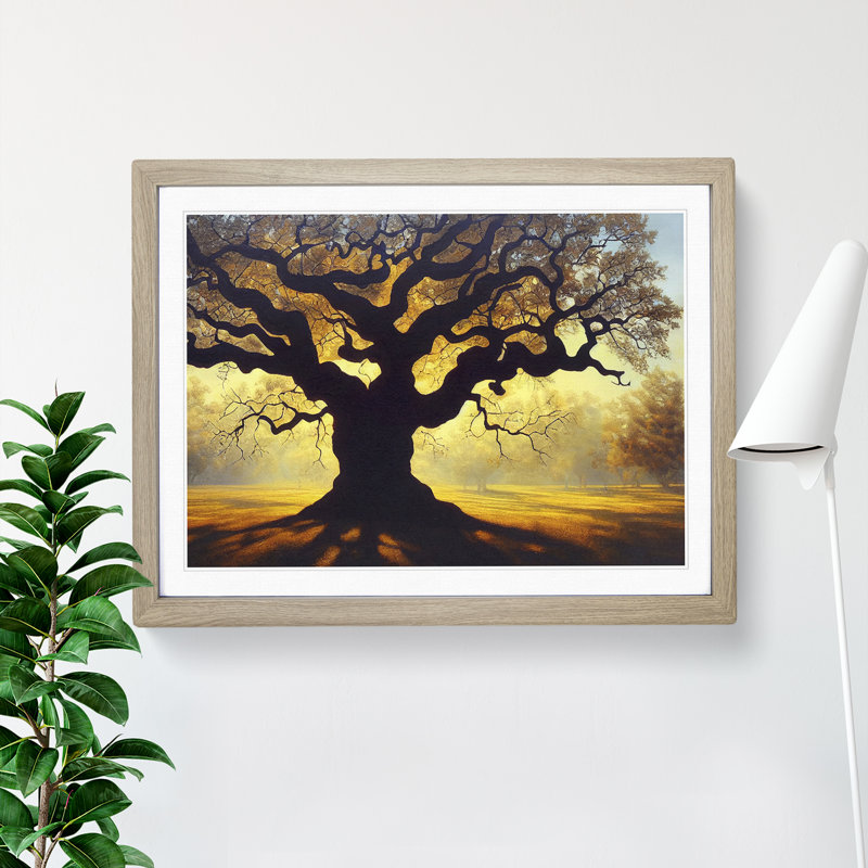 Tantalising Oak Tree - Framed Print, 25cm H x 34cm W x 2cm D, Light Brown