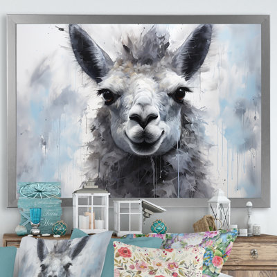 Portrait d'un lama gris sur toile