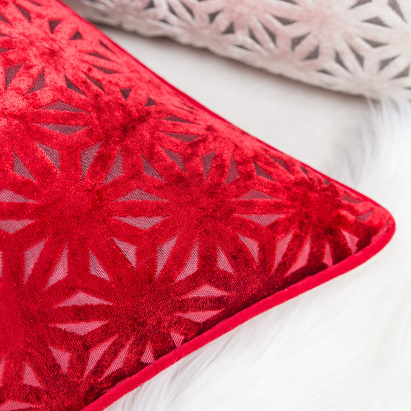  Cut Velvet Throw Pillow Cover & Insert, Red