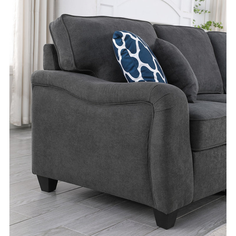 Canapé modulaire tissé gris foncé de 125 po - inclus, profondeur d'assise de 23 po, hauteur de dossier de 8 po en forme de L 8 pièces, hauteur des accoudoirs, taille de 34 po x 26,5 po x 17,75 po