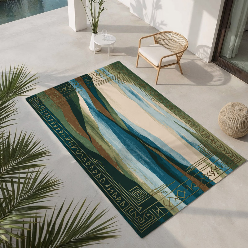 Tapis intérieur et extérieur Tranquil Maze, Rectangle 1'6" x 2'6"