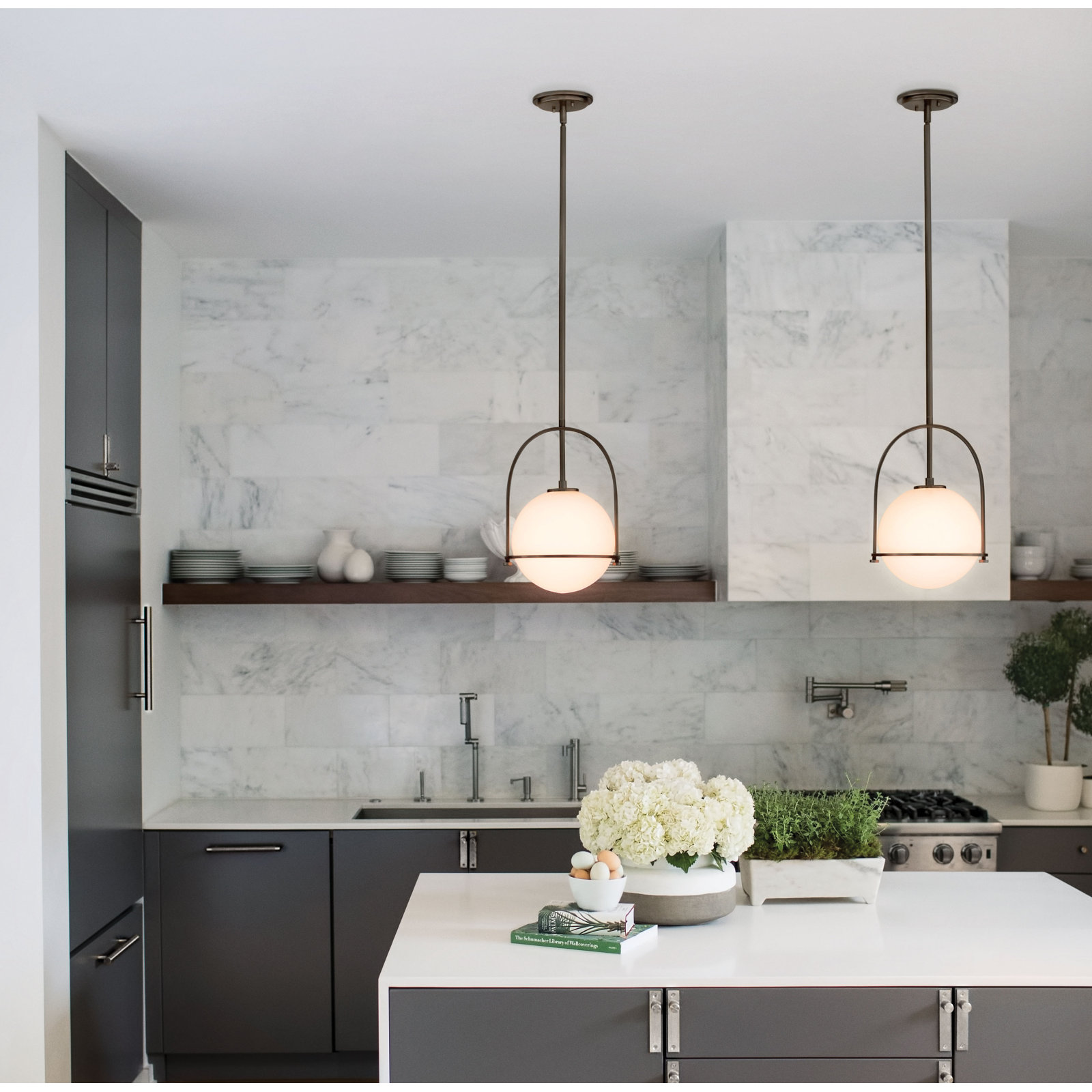 Arie Dimmable Single Light Pendant, 17" H x 11.5" W x 11.5" D, Buckeye Bronze