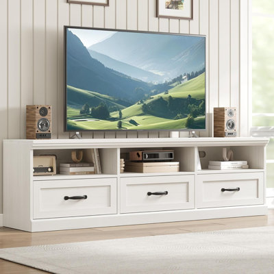 70" TV Stand with Drawers for 75/80 inch TV, Black Long Entertainment Center with Storage, Wood TV Console/Television Stands/Media Console/TV Cabinet