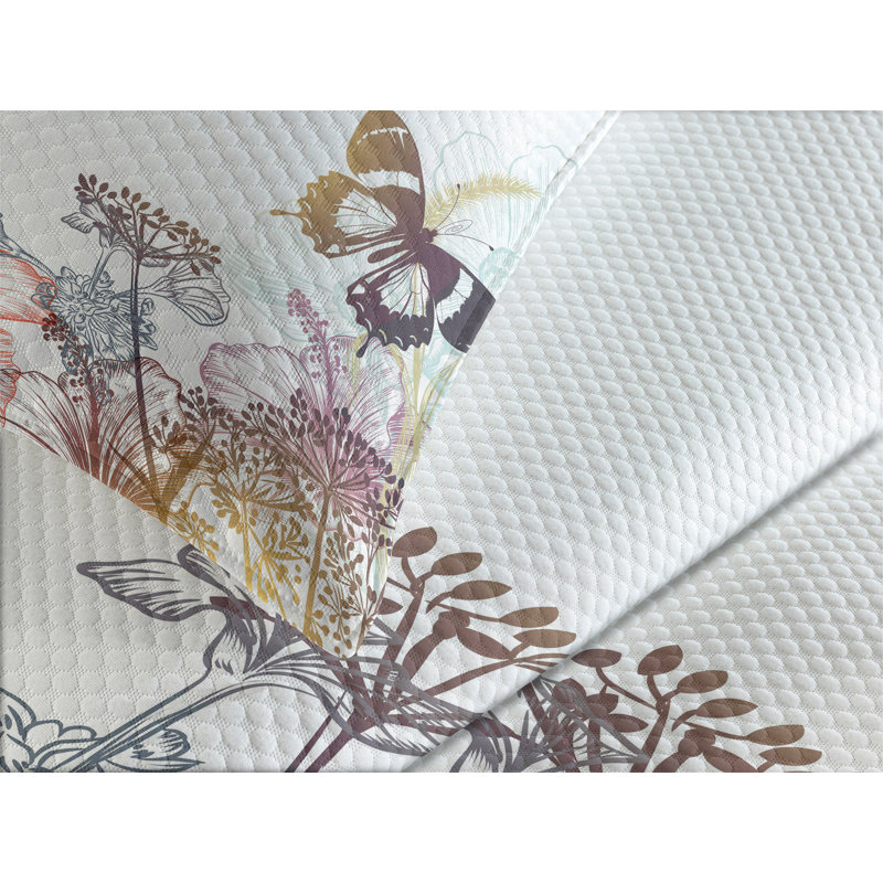 Ambesonne Dragonfly Bedspread Set Flowers Herbs Multicolor, King Bedspread + 2 Standard Shams