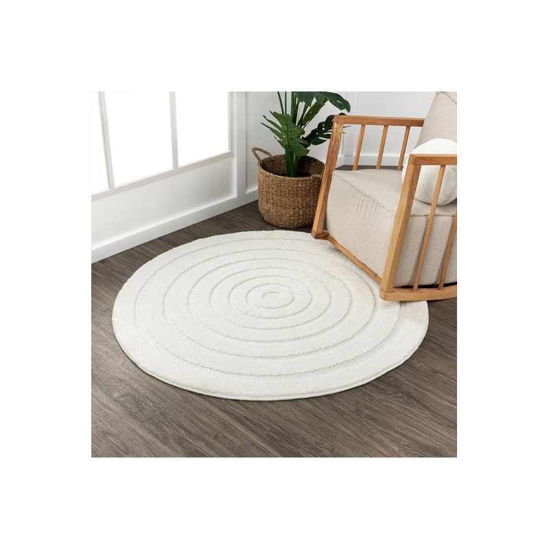 Premium 100% Polypropylene Area Rug, 6.6 x 6.6 ft, Beige | 1600 g/m², 0.7 in Pile Height | Machine Woven, Non-Slip Dot Underside, Antibacterial | Perfect for Living Room, Bedroom & Office Decor