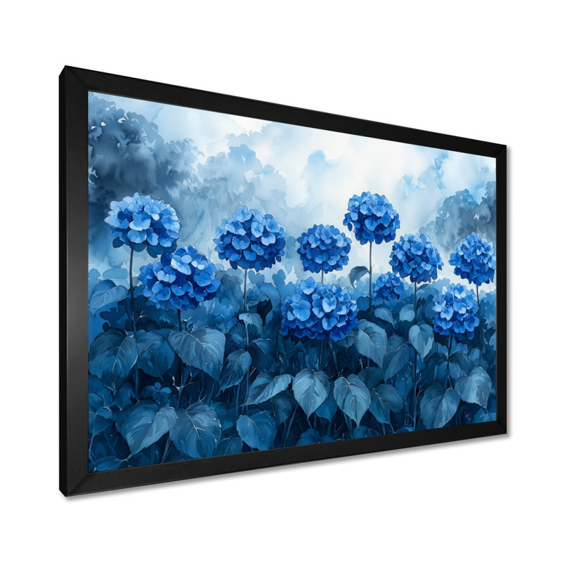Jabel hortensias dans une tempête d'été - hydrangées, art mural, Reproduction encadrée d'une seule photo, H 12 po x l 20 po