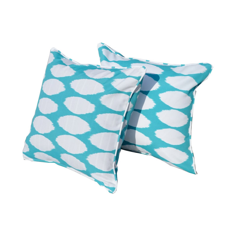 Outdoor Throw Pillow, 16.54" x 16.54" x 6.1", Dot Blue, Cotton