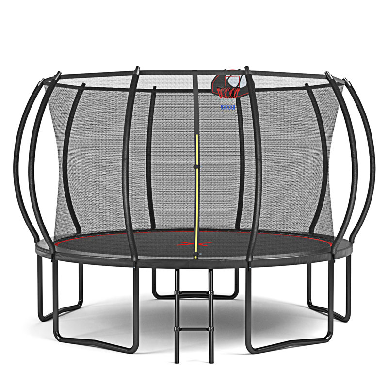 Citrouille trampoline 12 pi - échelle - noir rouge