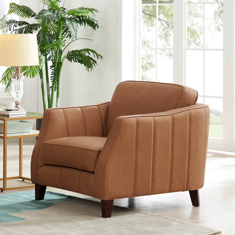 Fauteuil en cuir véritable 38 po Adriah