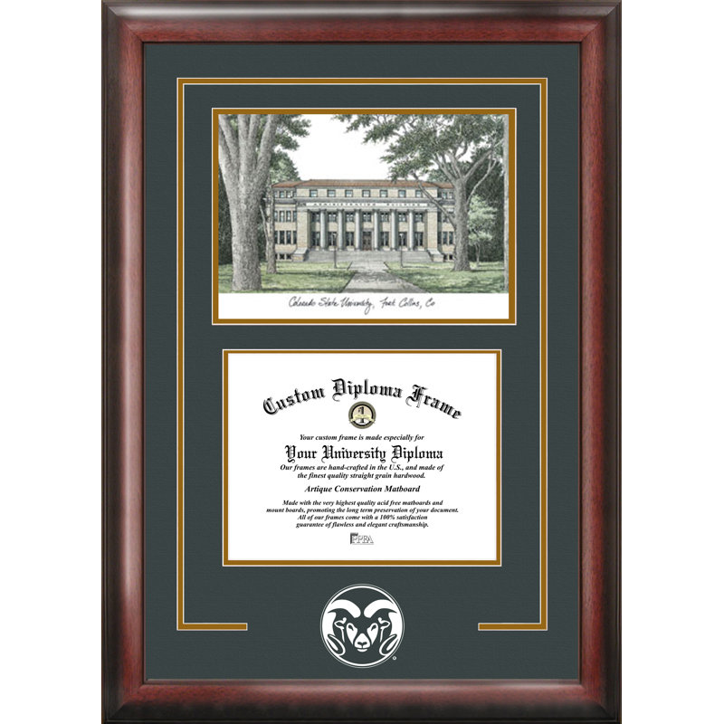 NCAA Colorado State Rams Spirit Graduate Diploma with Campus Images Lithograph Frame