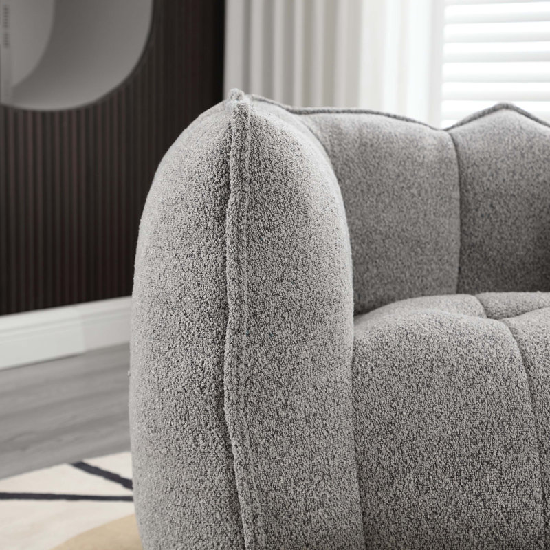 Sofas Upholstered Accent Chair with Ottoman, Gray Chenille, 23.23" H x 38.58" W x 31.5" D