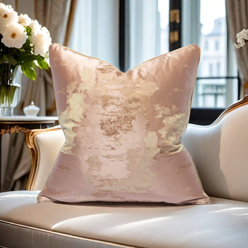 Housse de coussin réversible Abstract, Rose / beige abstrait, H 18 po x l 18 po