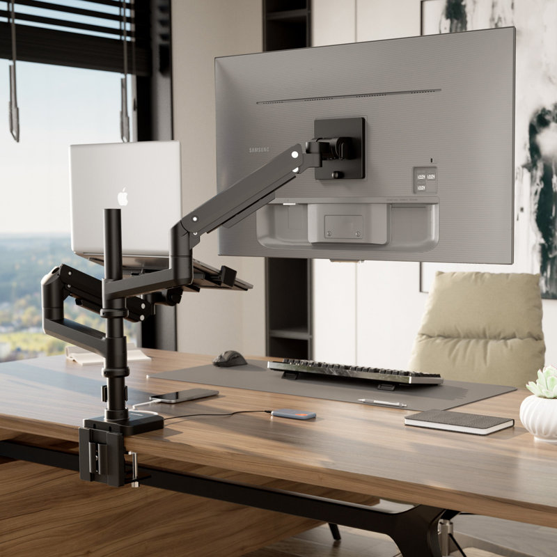 Montez-le! Support robuste pour moniteur et ordinateur portable avec poteaux et bras à ressort pour écrans de 49 po ou moins