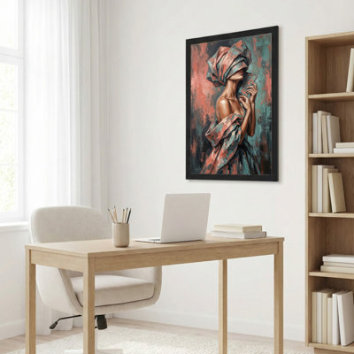 Black Framed，Canvas Wall Art for Living Room, Bedroom, Office or Entryway – Decorative Wall Decor with Abstract Woman