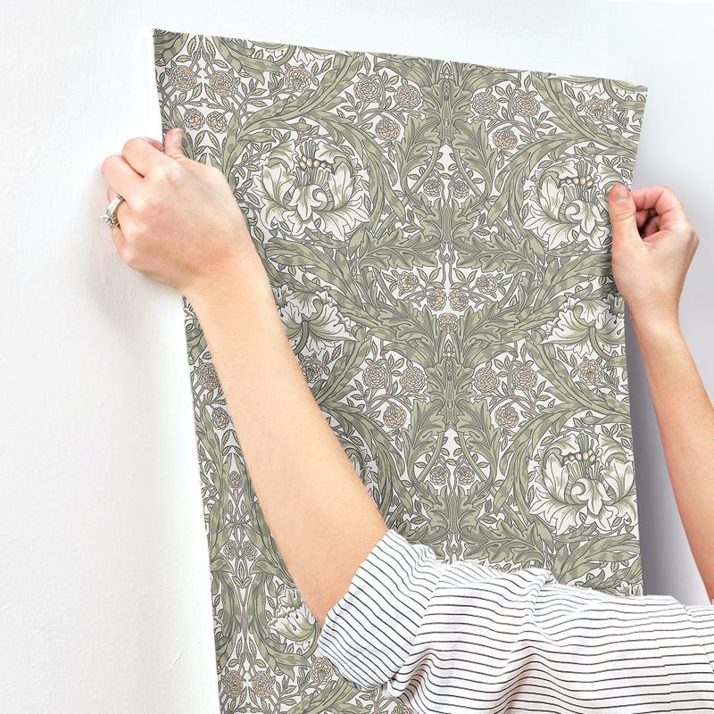 Anemone Floral Wallpaper Roll, Dark Green