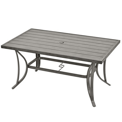 Jeitt Rectangular Metal Outdoor Dining Table With Umbrella Hole , 60'' in. W 36.2'' in. D