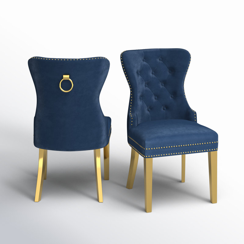 Chaise de salle à manger Maciel, Bleu marine