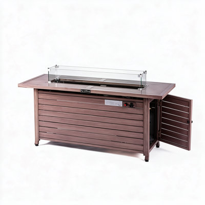  Table de foyer d'extérieur au propane 57 po avec couvercle et pare-vent 57 po, 50 000 BTU