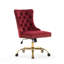 Fauteuil de bureau rouge vin, fauteuil de bureau moderne capitonné en velours avec base en métal doré, chaise de bureau pivotante réglable, Sw1923wr-1361922701