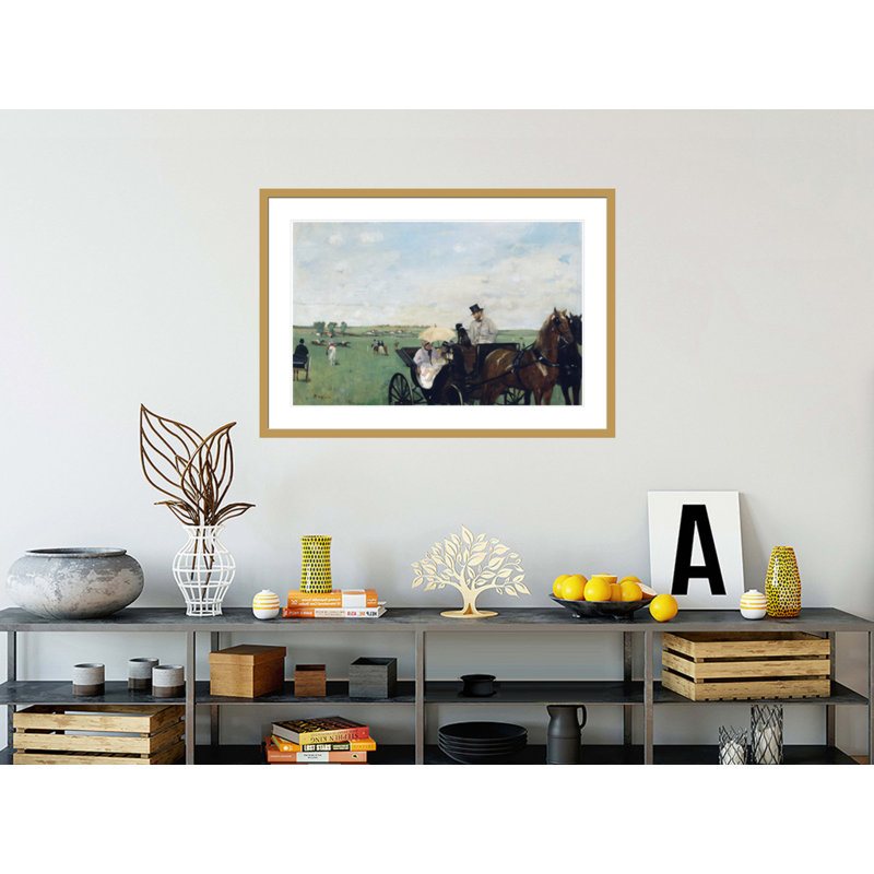 «At the Races in the Countryside» par Edgar Degas, impression giclée encadrée, H 29,04 po x l 41,5 po