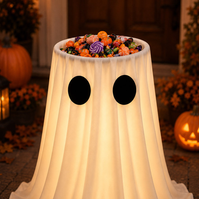 Bol à bonbon fantôme d'Halloween 30 po avec télécommande